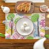Artoid Mode Beige Bunny Rabbit Eggs Easter Placemats Set of 4, 12×18 Inch Seasonal Spring Holiday Table Mats for Party Kitchen Dining Decoration(Beige)