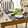 Artoid Mode Beige Bunny Rabbit Eggs Easter Placemats Set of 4, 12×18 Inch Seasonal Spring Holiday Table Mats for Party Kitchen Dining Decoration(Black)