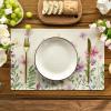 Artoid Mode Floral Butterfly Spring Placemats Set of 2, 12×18 Inch Seasonal Summer Placemats for Party Kitchen Dining Decoration(Beige)