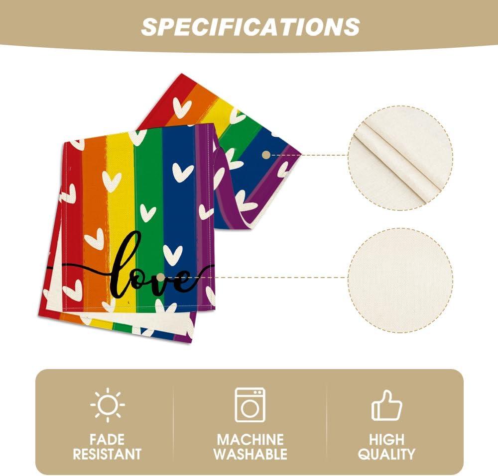 image:imageArtoid Mode Love Heart Rainbow Pride Day LGBT Table Runner Kind Holiday Kitchen Dining Table Decoration for Home Party Decor 13x72 InchMulti Color