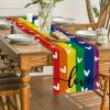 Artoid Mode Love Heart Rainbow Pride Day LGBT Table Runner, Kind Holiday Kitchen Dining Table Decoration for Home Party Decor 13×72 Inch(Multi Color)