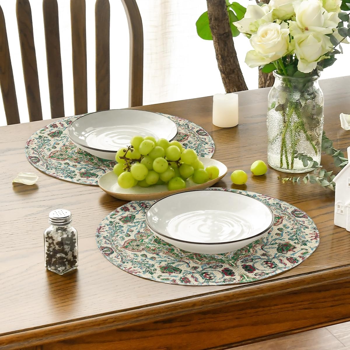 image:imageArtoid Mode Boho Placemats Set of 4 Daily Green Floral Bohemian Fall Table Mats for Home Party Dining Decoration 12x18 InchGreen