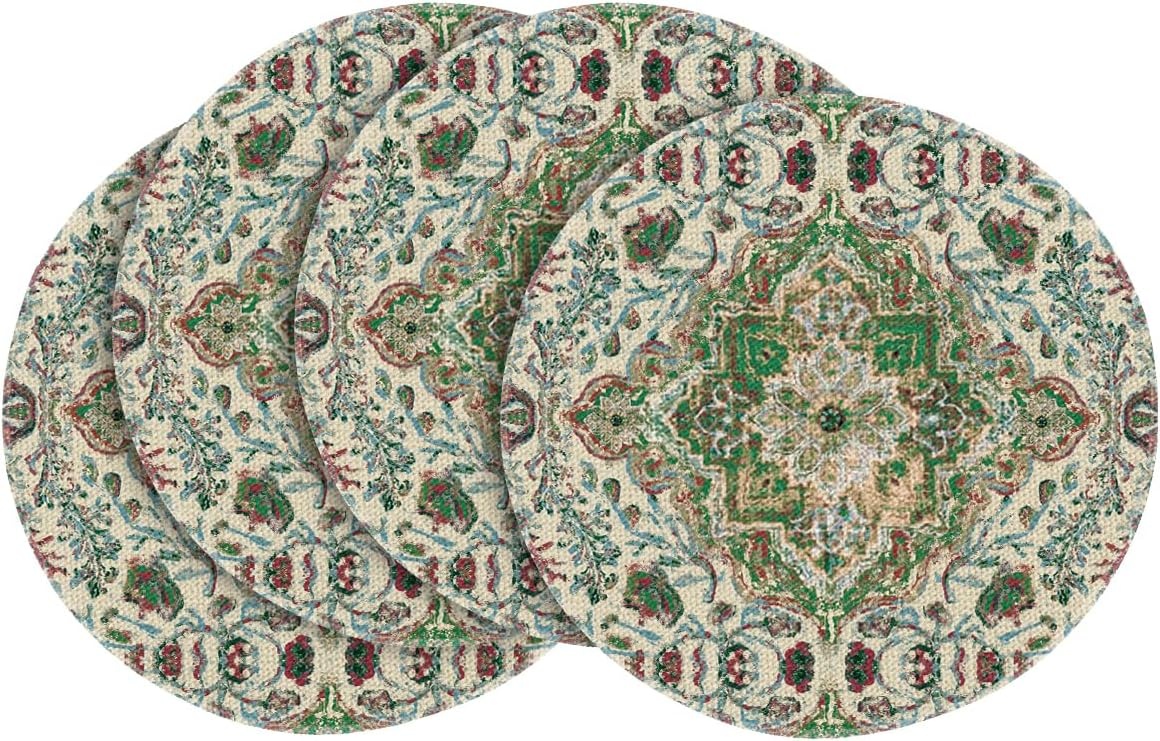 image:imageArtoid Mode Boho Placemats Set of 4 Daily Green Floral Bohemian Fall Table Mats for Home Party Dining Decoration 12x18 InchGreen
