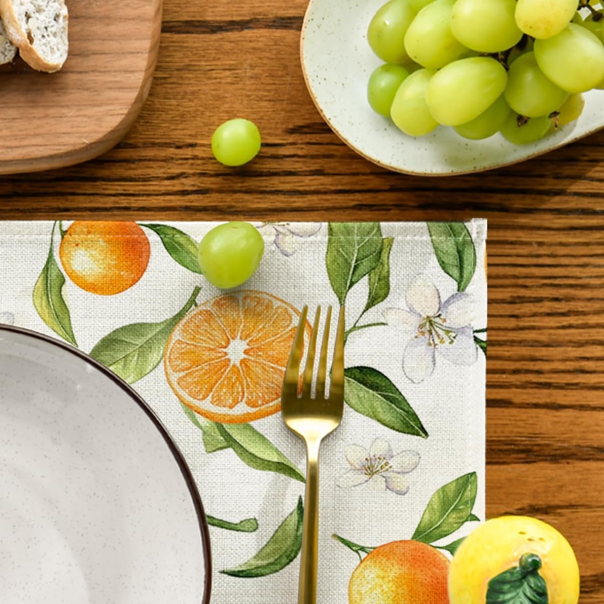 image:imageArtoid Mode Lemon Fruit Summer Placemats Set of 4 12x18 Inch Seasonal Spring Holiday Table Mats for Party Kitchen Dining DecorationBeigeOrange