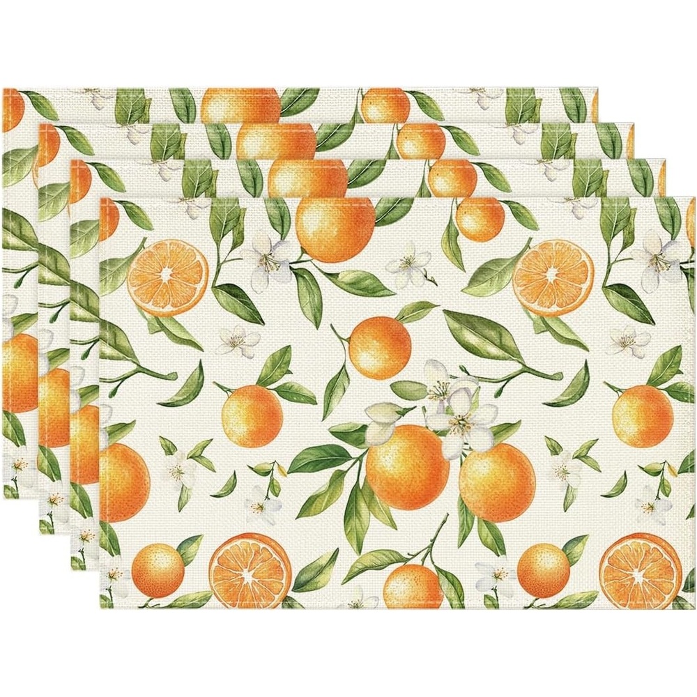 image:imageArtoid Mode Lemon Fruit Summer Placemats Set of 4 12x18 Inch Seasonal Spring Holiday Table Mats for Party Kitchen Dining DecorationBeigeOrange