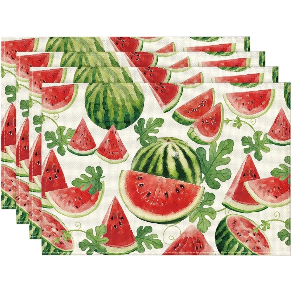 image:imageArtoid Mode Lemon Fruit Summer Placemats Set of 4 12x18 Inch Seasonal Spring Holiday Table Mats for Party Kitchen Dining DecorationRedWatermelon