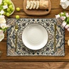 Artoid Mode Boho Placemats Set of 4, Daily Green Floral Bohemian Fall Table Mats for Home Party Dining Decoration 12×18 Inch(Blue)