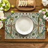 Artoid Mode Boho Placemats Set of 4, Daily Green Floral Bohemian Fall Table Mats for Home Party Dining Decoration 12×18 Inch(Green)