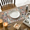 Artoid Mode Boho Placemats Set of 4, Daily Green Floral Bohemian Fall Table Mats for Home Party Dining Decoration 12×18 Inch(Orange)