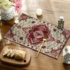 Artoid Mode Boho Placemats Set of 4, Daily Green Floral Bohemian Fall Table Mats for Home Party Dining Decoration 12×18 Inch(Red/Beige)