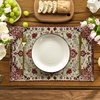 Artoid Mode Boho Placemats Set of 4, Daily Green Floral Bohemian Fall Table Mats for Home Party Dining Decoration 12×18 Inch(Red/Beige)