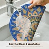 Artoid Mode Pink Mandala Vinyl Plastic Placemats Set of 4, 14 Inch Washable Non-Slip Woven Round Table Mats for Party Kitchen Dining Decor(Blue)