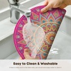 Artoid Mode Pink Mandala Vinyl Plastic Placemats Set of 4, 14 Inch Washable Non-Slip Woven Round Table Mats for Party Kitchen Dining Decor(Pink)