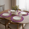 Artoid Mode Pink Mandala Vinyl Plastic Placemats Set of 4, 14 Inch Washable Non-Slip Woven Round Table Mats for Party Kitchen Dining Decor(Purple)