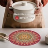 Artoid Mode Pink Mandala Vinyl Plastic Placemats Set of 4, 14 Inch Washable Non-Slip Woven Round Table Mats for Party Kitchen Dining Decor(Red)