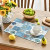 Artoid Mode Plaid Lemon Sunflower Summer Placemats Set of 4, 12×18 Inch Hello Sunshine Table Mats for Party Kitchen Dining Decoration(Blue)