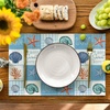 Artoid Mode Plaid Lemon Sunflower Summer Placemats Set of 4, 12×18 Inch Hello Sunshine Table Mats for Party Kitchen Dining Decoration(Blue)