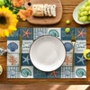 Artoid Mode Plaid Lemon Sunflower Summer Placemats Set of 4, 12×18 Inch Hello Sunshine Table Mats for Party Kitchen Dining Decoration(Dark Blue)