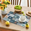 Artoid Mode Plaid Lemon Sunflower Summer Placemats Set of 4, 12×18 Inch Hello Sunshine Table Mats for Party Kitchen Dining Decoration(Dark Blue)