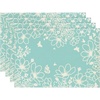 Artoid Mode Blue Bloom Flowers Summer Placemats Set of 4, 12×18 Inch Seasonal Spring Table Mats for Party Kitchen Dining Decoration(Blue)