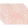 Artoid Mode Blue Bloom Flowers Summer Placemats Set of 4, 12×18 Inch Seasonal Spring Table Mats for Party Kitchen Dining Decoration(Pink)