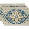 Artoid Mode Boho Placemats Set of 4, Daily Green Floral Bohemian Fall Table Mats for Home Party Dining Decoration 12×18 Inch(Beige)