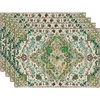Artoid Mode Boho Placemats Set of 4, Daily Green Floral Bohemian Fall Table Mats for Home Party Dining Decoration 12×18 Inch(Green)