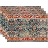 Artoid Mode Boho Placemats Set of 4, Daily Green Floral Bohemian Fall Table Mats for Home Party Dining Decoration 12×18 Inch(Red)