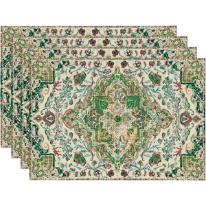 Artoid Mode Boho Placemats Set of 4, Daily Green Floral Bohemian Fall Table Mats for Home Party Dining Decoration 12×18 Inch(Green)